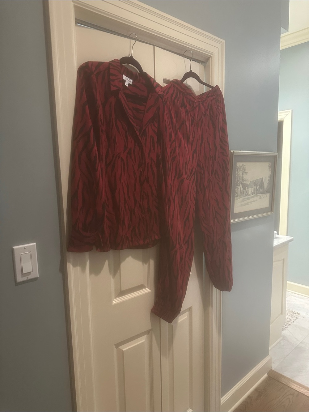Red Animal-Print Two-Piece Lounge Set by